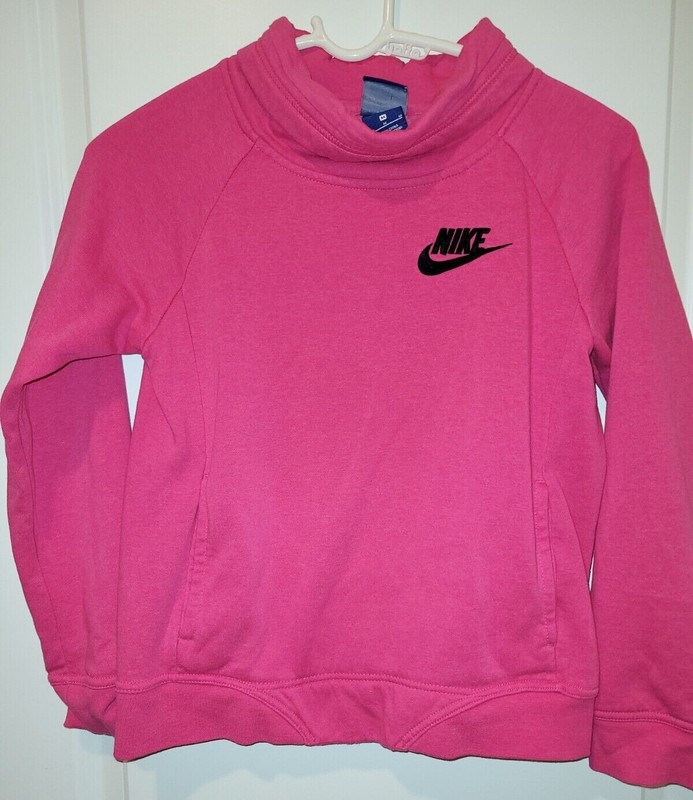 Nike pullover sweater youth girls medium high neck long sleeve pockets logo