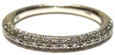 STACKING "WH" 14K WHITE GOLD SEMI- ETERNITY TRIPLE ROW DIAMOND RING BAND SZ 6.5