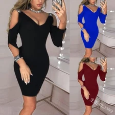 Sexy Women Bodycon Long Sleeve Casual Evening Party Cocktail Club Mini Dress