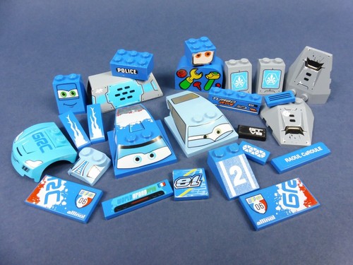 LEGO®  Motorhaube Auto - Set 25x Teile Sticker Print blau allinol (93591, 98835)