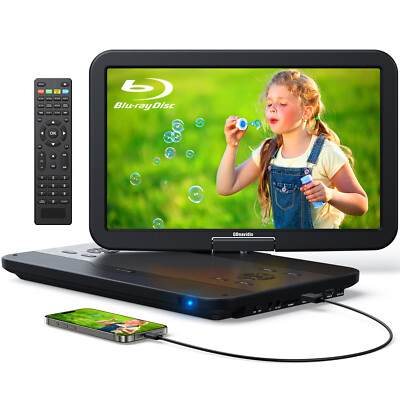 17.6'' Portable Blu-Ray DVD Player with 15.4'' 1920X1080 HD Large Screen HDMI USB