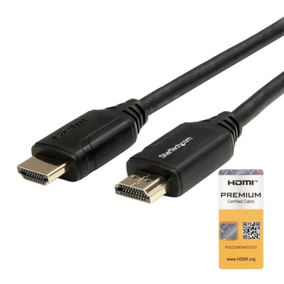 Câble HDMI 2.0b Haute Vitesse Avec Ethernet - 4K UHD @ 60Hz - 18 Gbps - Idéal Pour Les Jeux Et Le Multimédia - Connecteurs Plaqués Or - Triple Blindage - Noir - 0,5 M / 50 Cm