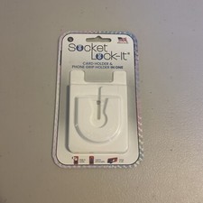 Brand New Socket Lock-It Card Holder  Phone Grip Holder in One, White