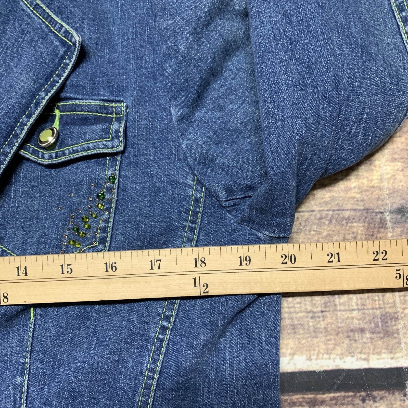 Patchington Denim Jacket Light Weight Gemmed Butt… - image 10