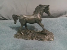 Hudson USA Pewter Metal Horse/Stallion Statue Vintage Figurine 4" x 5" *VG/EX*
