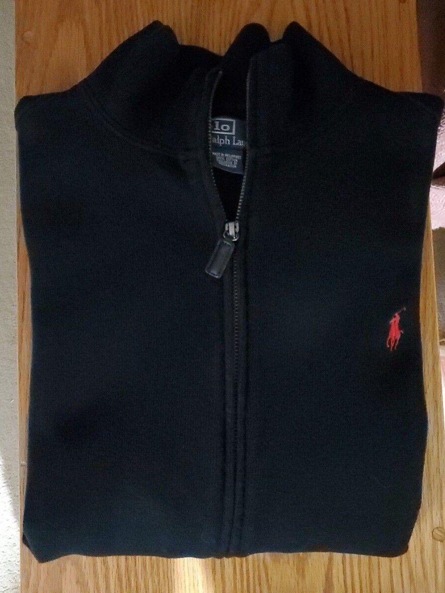 POLO RALPH LAUREN FINTO COLLO GIACCA FULL ZIP ROSSO LOGO PONY TAGLIA L