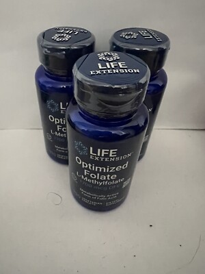 3 Bottles Of Optimized Folate L-Methylfolate 1700mcg - 100 Tabs Exp 11/26