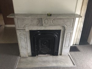 Vintage Marble Fireplace Surround White Decorative With Cast Iron