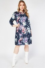 New Purple Floral Print Key Chain Segment Tunic / Top / Dress PLUS Size 20