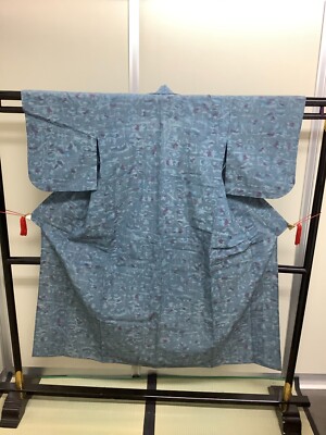 Japanese Vintage Kimono hemp light blue dirt tradition expensive Height 56.29in