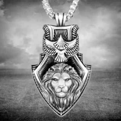 Vintage Geometric Triangle Lion Pendant Necklace Punk Hip Hop Necklace Men  New