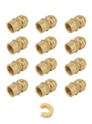 EFIELD 12 PCS PUSH FIT 1/2''X1/2'' FEMALE ADAPTERS FITTINGS & CLIP, NO LEAD
