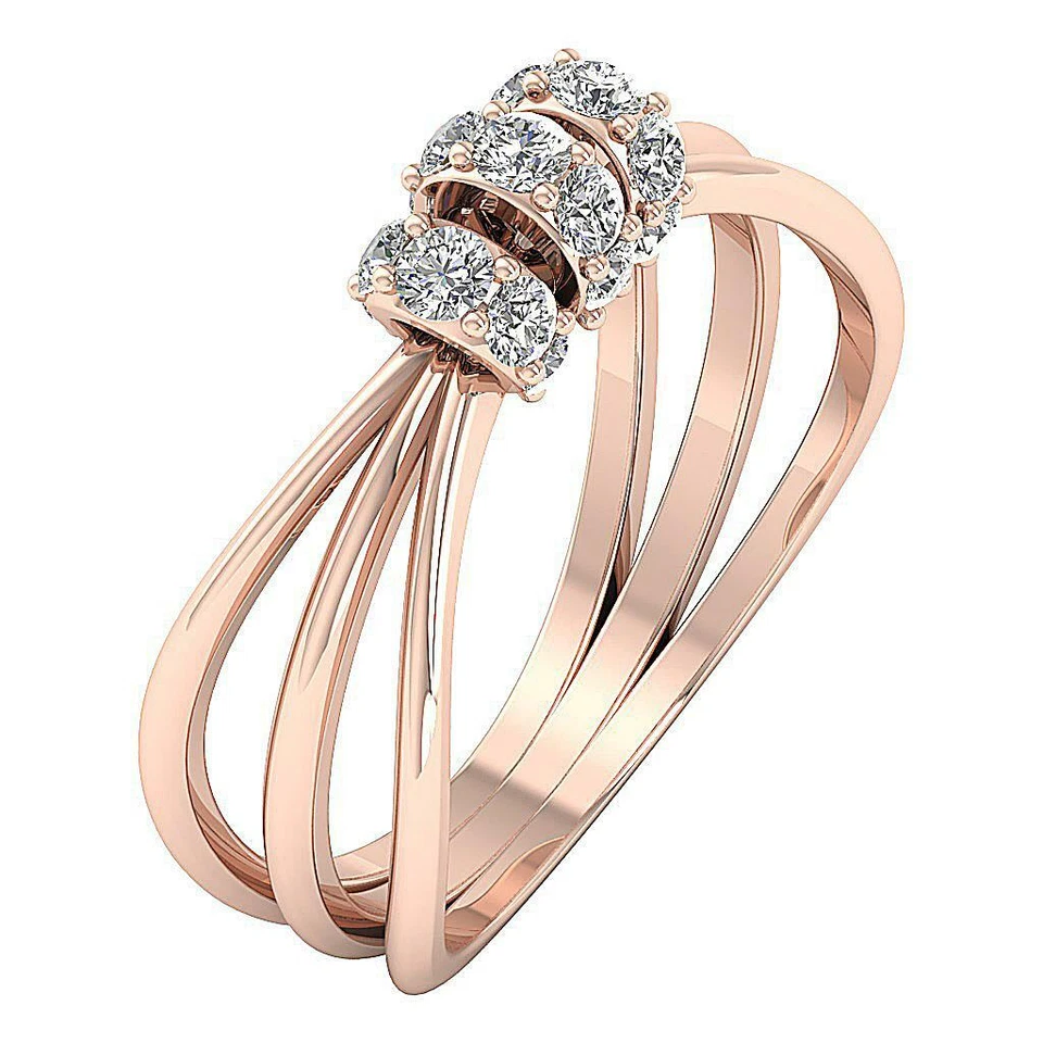 I1 G 0.35 Carat Anniversary Real Round Diamond Ring 14K Two Tone Gold 5.60 mm - Image 2 of 4