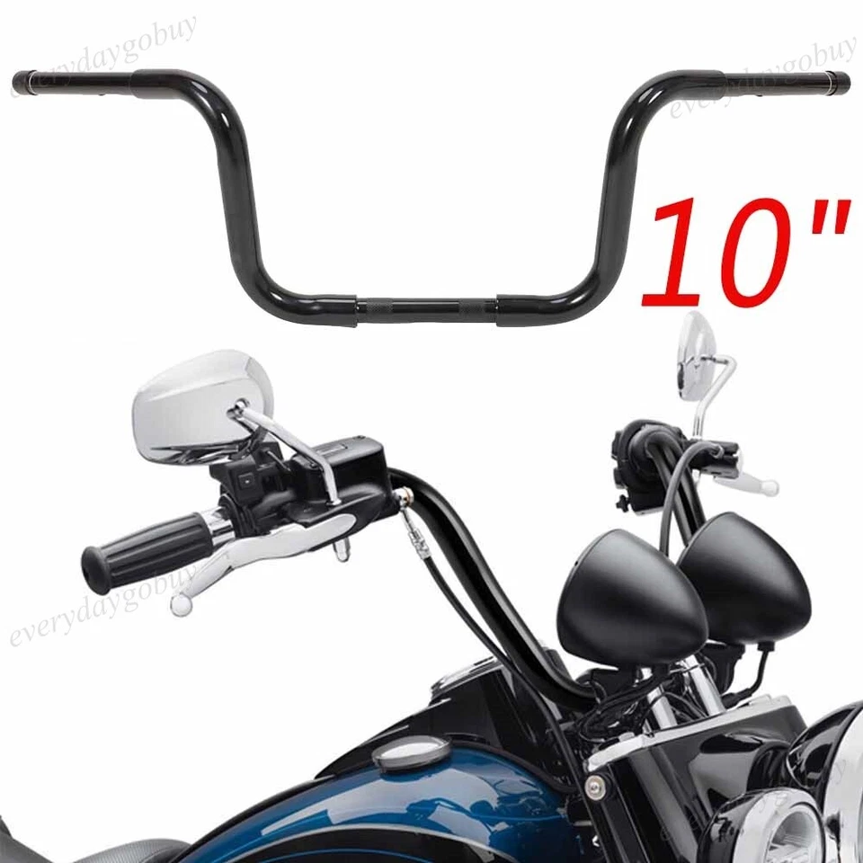 10" Rise Ape Hanger 1" Fat Bar Handlebar Fit For Harley Sportster Softail Dyna - Imagem 3 de 4