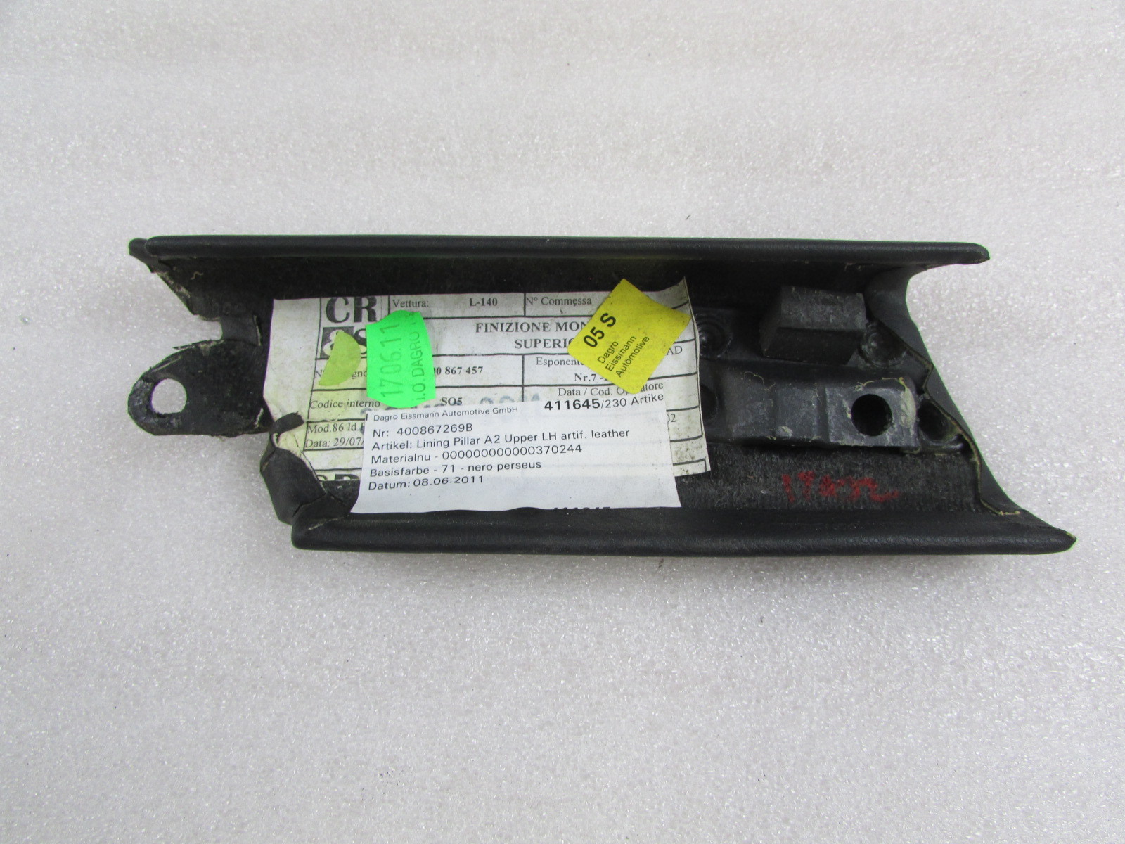 Lamborghini Gallardo, LH, Left A-Pillar Trim Panel, Black, 400867269B