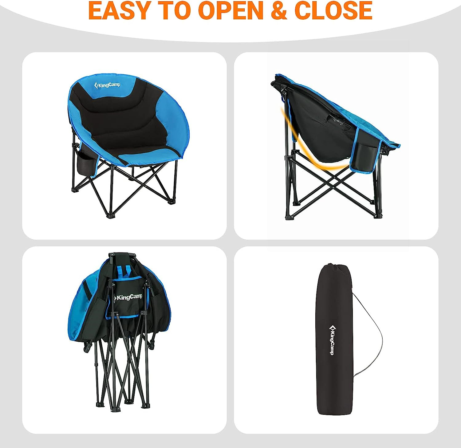 KingCamp Camping Moon Chair Oversized Padded Round Saucer Chairs for Adults Camp