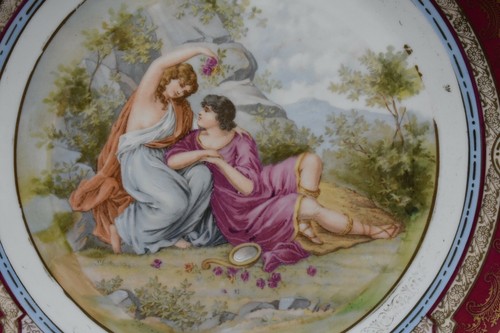 Royal Vienna ES Prussia Austrian Red Blue & Gold Classical Scene 11" Charger - Picture 7 of 9