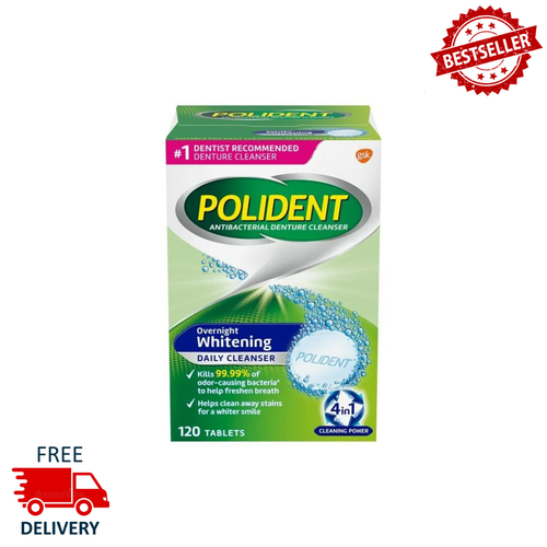 Polident Overnight Whitening Antibacterial Denture Cleanser Tablets