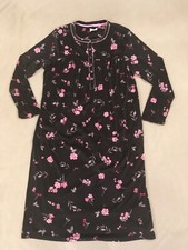Aria Nightgown Large Womens Floral Velour Black Long