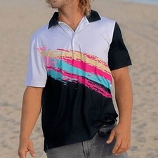Chubbies Tennis Champ Men's Performance Polo 2.0 Size XL Retro 80s style