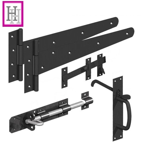Garden Gate Pack Kit 18" Tee Hinge PADBOLT Brenton LOCK SUFFOLK Latch Black D2 - 第 1/9 張圖片