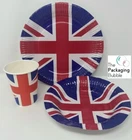 Union Jack Paper Party Tableware Kings Coronation Disposable Cups Plates Napkins