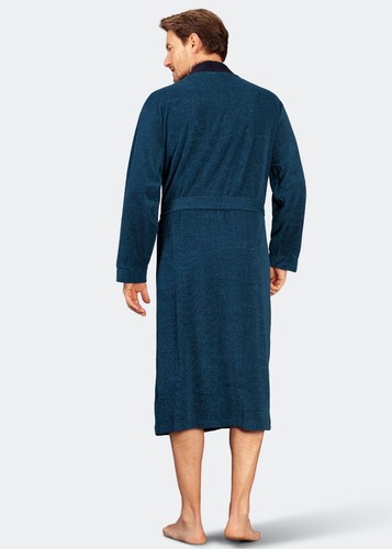 hajo Herren Bademantel Größe 56/XXL blau Frottee Reisebademantel 53668 - Bild 5 von 6