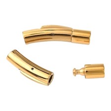 Stainless Steel Bayonet tube Snap in clasp 4mm hole 28X5.5mm Golden color
