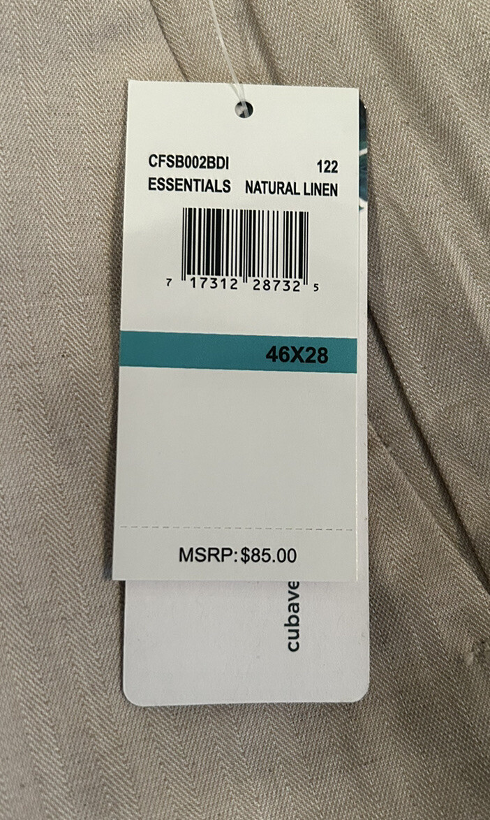 Cubavera Big & Tall Cotton-Linen Flat Front Textured Pants,Natural