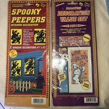 Halloween Window Decor-2 Pks NEW 2 Window Dec, Door Cover, Banner Wind Sock