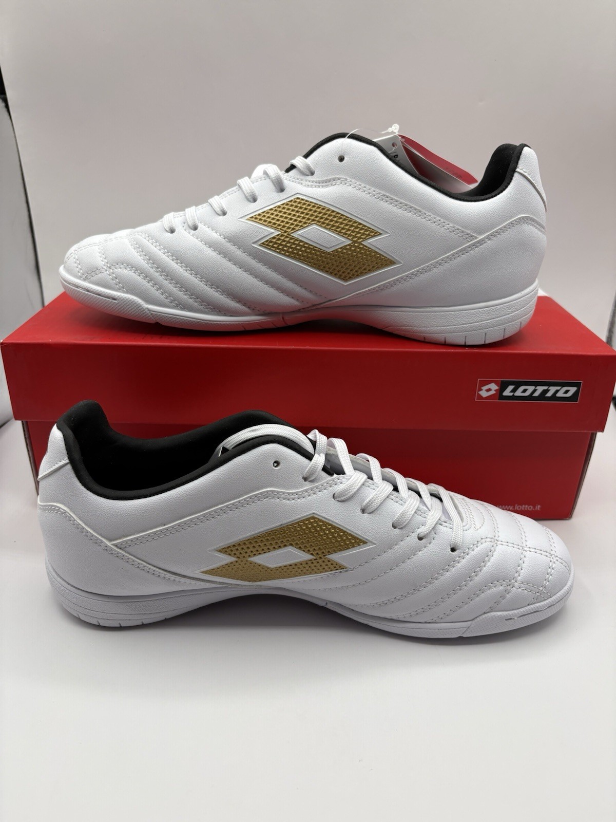 Scarpe da calcio indoor uomo Lotto Stadio 705 oro bianco nuove misura 6 5