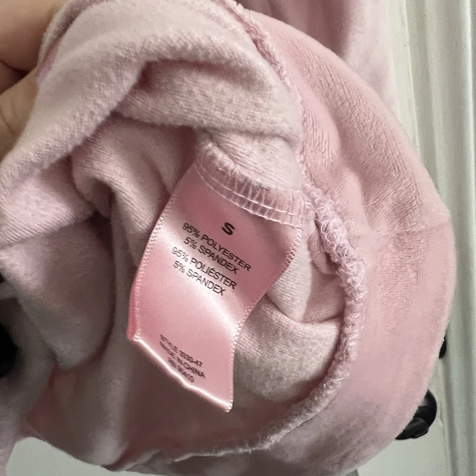 Sudadera Juicy Couture Mujer Terciopelo Rosa Pequeña Estrás Hechizo Brillante Suave Foto 4 de 4