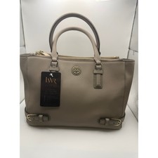 Tory Burch Saffiano Leather Satchel Bag Taupe