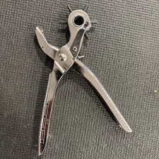 Vintage Chrome Metal Grommet Leather Hole Punch Pliers Rivet Eyelet Sewing Tool