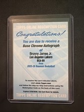 2026 Bowman Chrome Bronny James Jr Base Auto Redemption