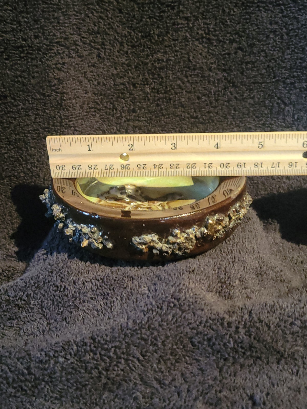 Stoneware Art Pottery Trinket Dish Glit Iceland With Sun Design Made With...