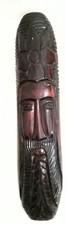 Large Vintage Hand Carved Wooden Tribal Mask - Tiki Wall Art Decor 24"x5 1/2 "