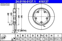 2X ATE Bremsscheibe 24.0116-0137.1 FüR Ford