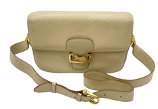 Auth Celine Horse Carriage Leather Ivory Shoulder Bag NS040395