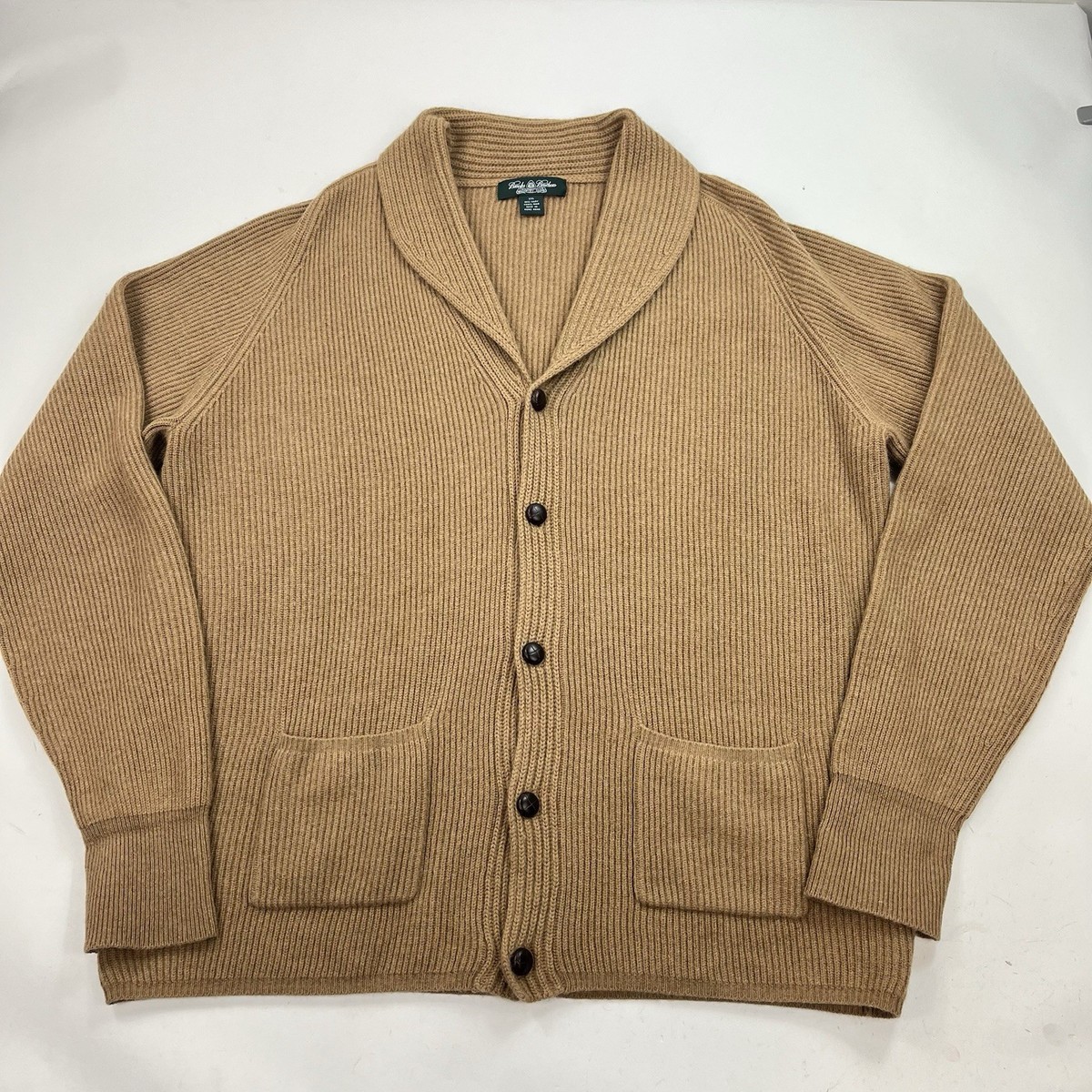 Brooks Brothers Baby Camel Hair Shawl Collar Cardigan Sweater Size
