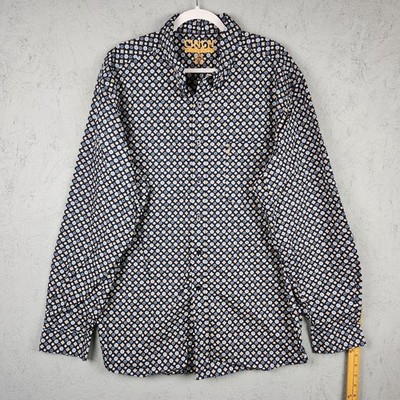 Cinch Shirt Mens 2XL Navy Modern Fit Geometric Print Button Front Western Cowboy