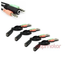 4X AUDIO STEREO ADAPTER BLACK CABLES 3.5MM PC MAC DESKTOP SPEAKER MIC HEADPHONE