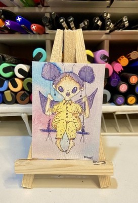 Aceo Original Limited Edition Print Purple Fairy 2.5 x 3.5 Melissa Stagi