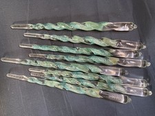 Set of 8 Twisted Shatterproof 6" teal blue sparkle icicles ornaments