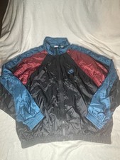 Nike Mens Black Teal Burgundy Nylon Windbreaker Jacket Full Zip Retro Style XL