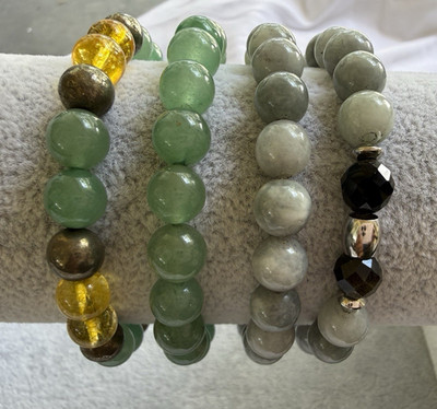 Prosperity Collection | Citrine Aventurine Burmese Jade Obsidian Bracelet Set