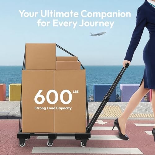 Camion Manuale Pieghevole Resistente 500lbs, Carrello Carrello Portatile con 6 Ruote, Collassa - Foto 6 di 8