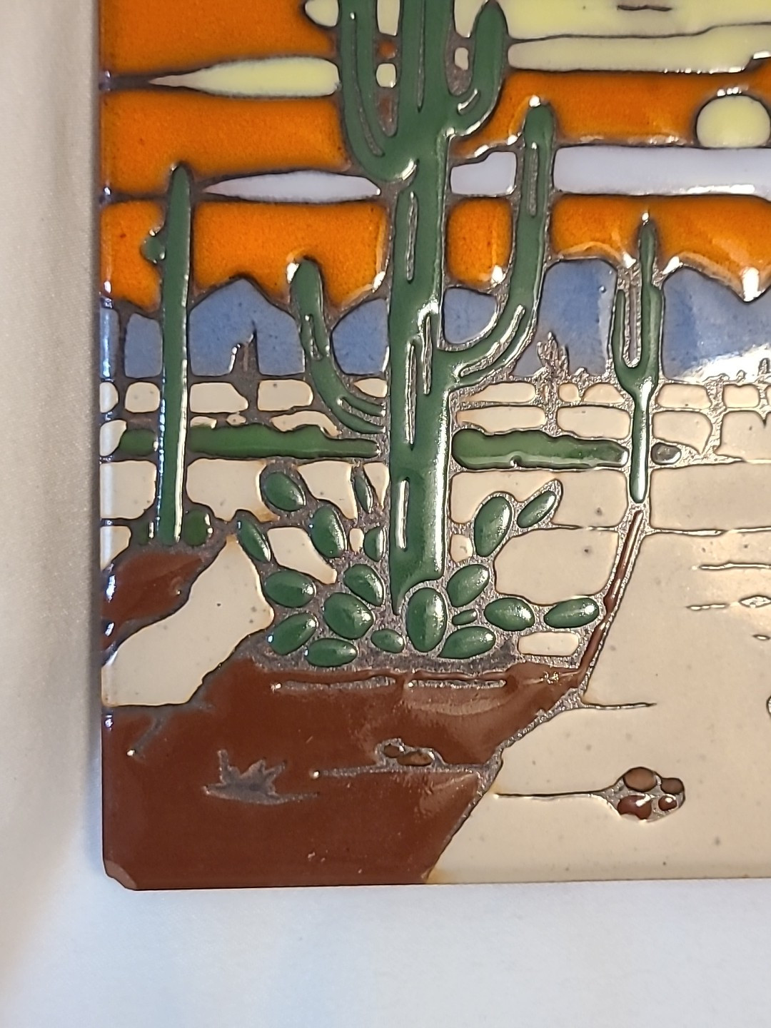 1990 Earthtones Designer Tile Trivet L. Kuhne Arizona Desert Landscape 6" X 6"