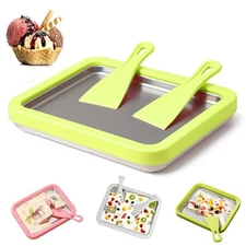 At-Home Rolled Ice Cream Maker Kit, Instant Freeze Plate with 2 Scrapers