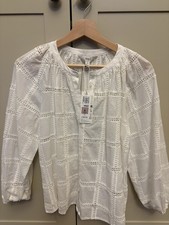 M&S Cream Pure Cotton Broderie Blouse UK 6 BNWT